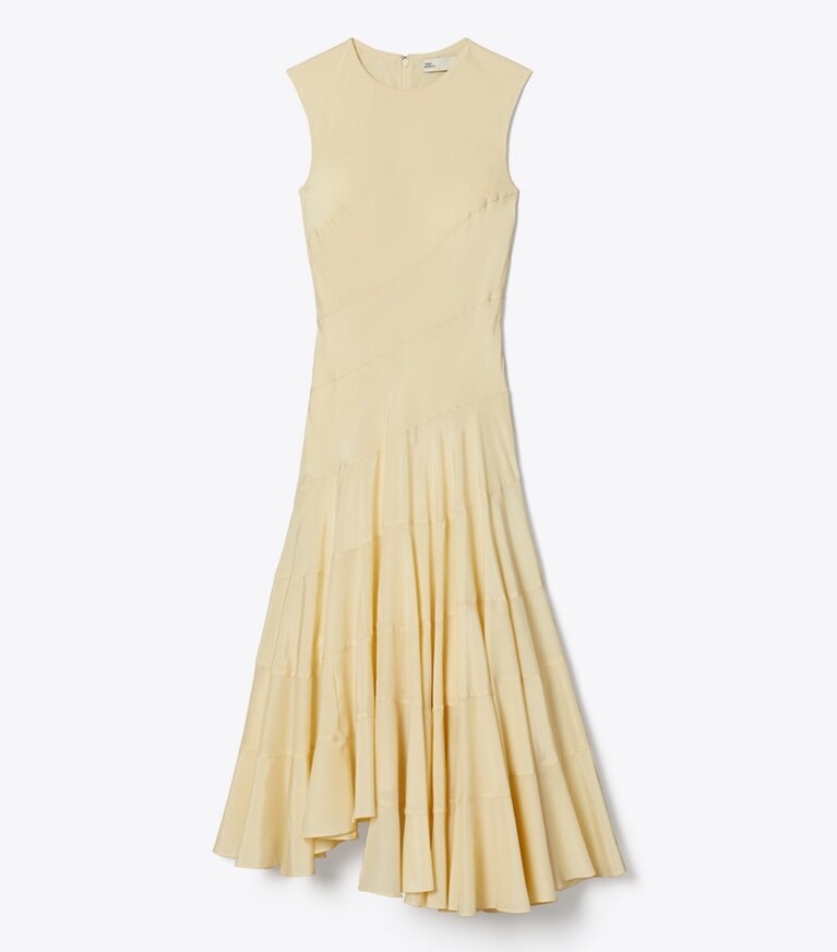 Tory Burch designer kleider Ausgestelltes Kleid aus Baumwolle und Seide in Pale Almond front