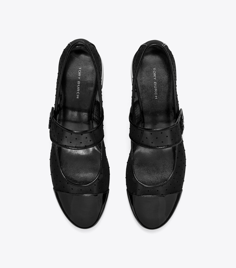 Tory Burch designer mocassins Babies à talon et bout contrasté in NERO / PERFECT BLACK angle