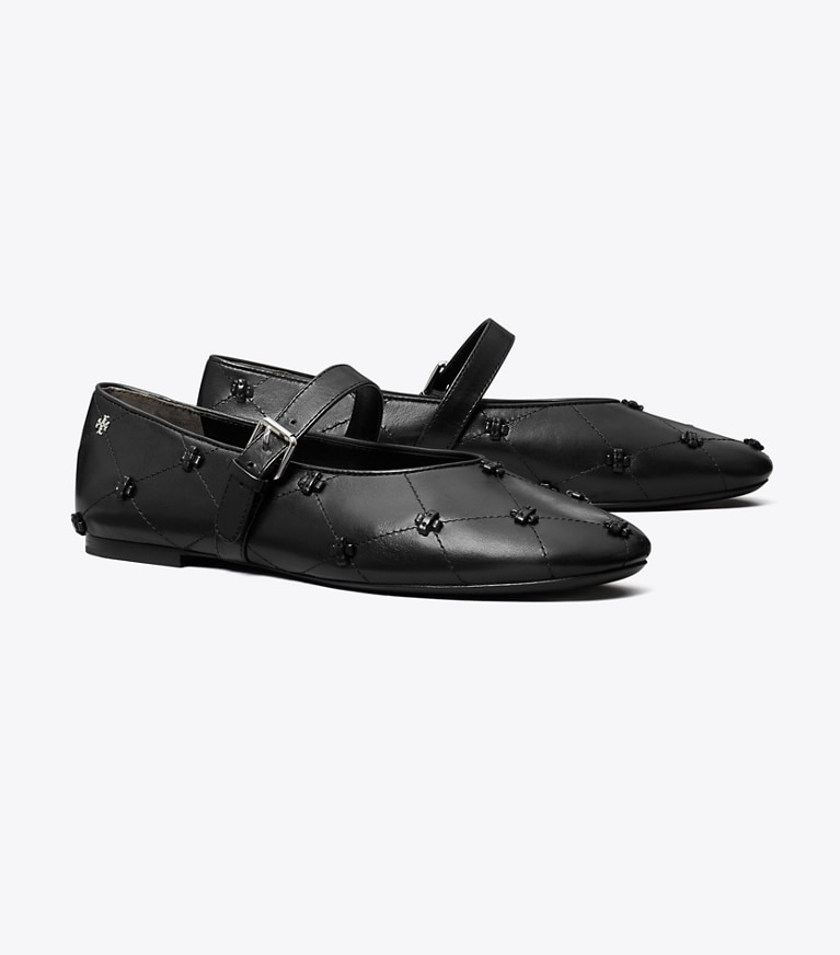Tory Burch designer mocassins Babies Bunny Knot in BLACK / BLACK angle