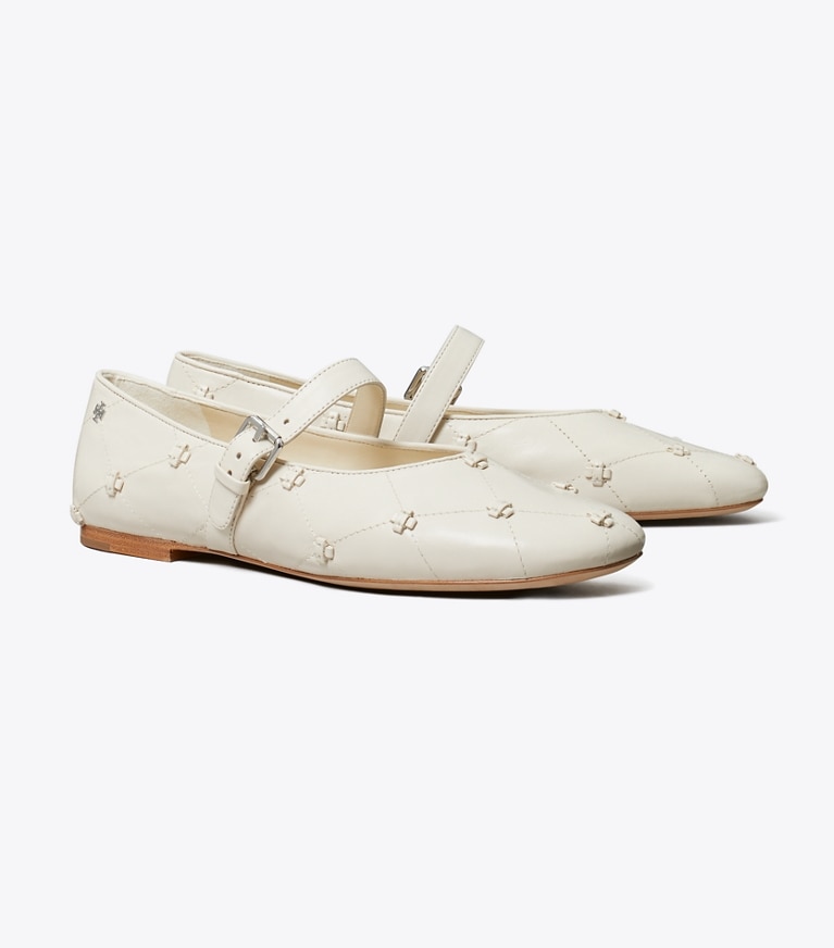 Tory Burch designer mocassins Babies Bunny Knot in LIGHT CREAM / LIGHT CREAM angle
