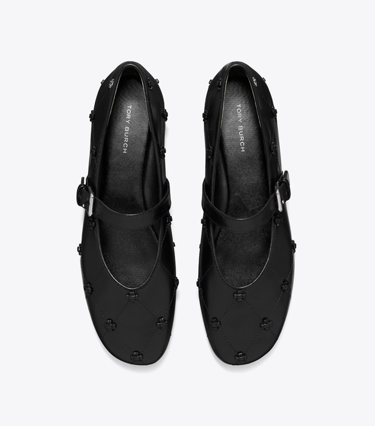 Tory Burch designer mocassins Babies Bunny Knot in BLACK / BLACK dessus