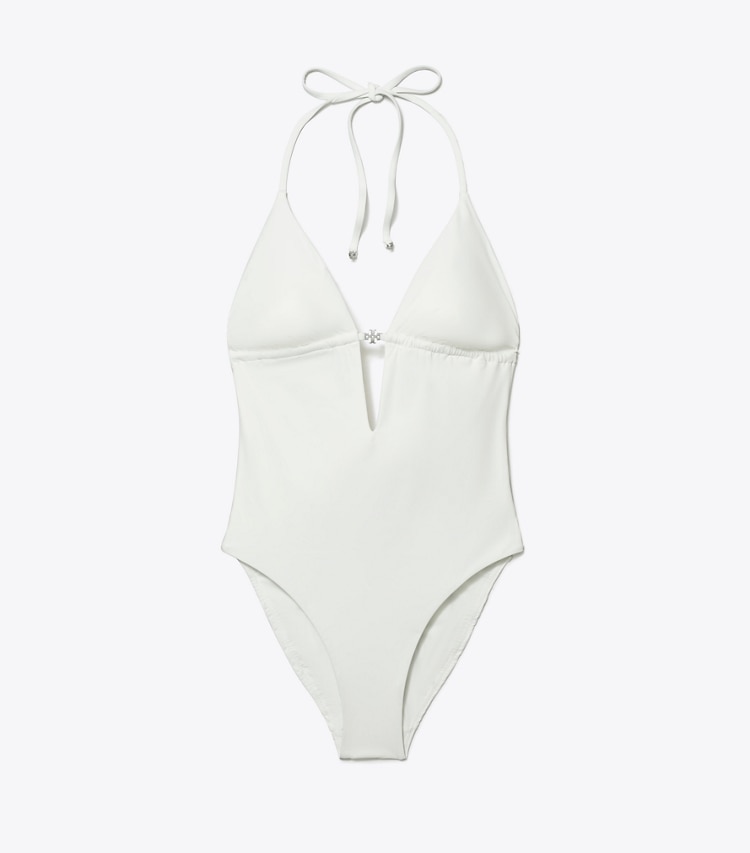 Tory Burch designer badeanzüge Badeanzug mit Nackenträger in White front