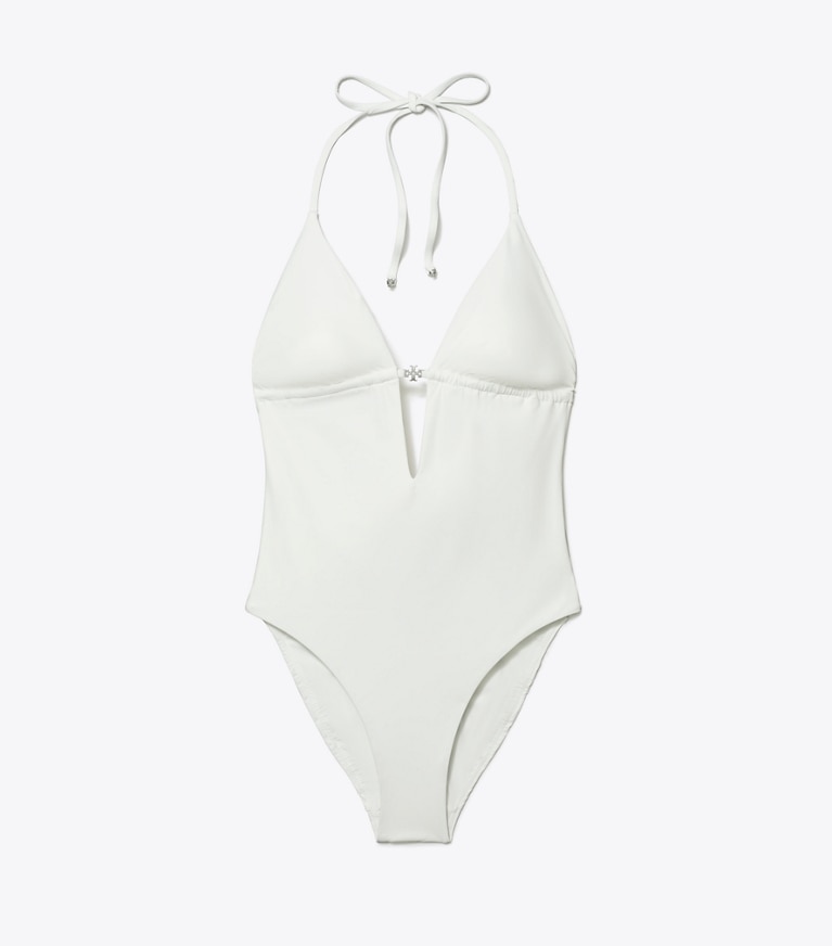 Tory Burch designer badeanzüge Badeanzug mit Nackenträger in White front