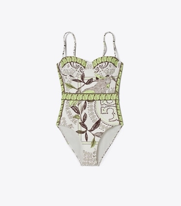 Tory Burch designer badeanzüge Badeanzug mit Print in Mint Cockatoo front