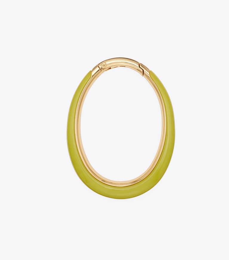 Tory Burch designer portefeuilles Bague effet piercing in Green Citrine Swirl angle