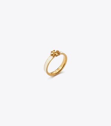 Tory Burch designer bagues Bague Icon en émail in Tory Gold / New Ivory angle