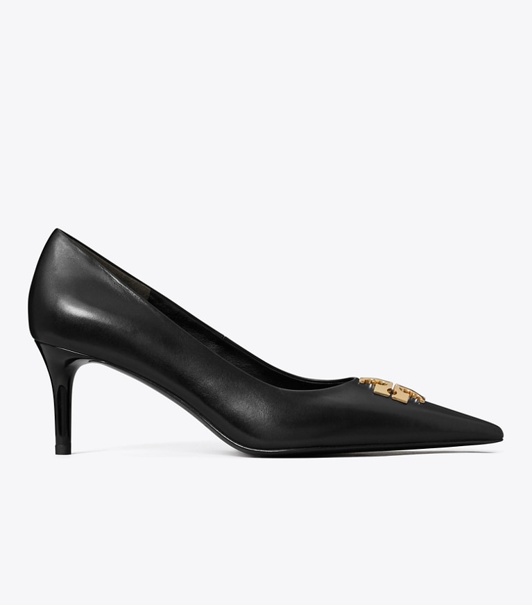 Tory Burch diseñador tacones Bailarinas Charlie en PERFECT BLACK / GOLD lateral