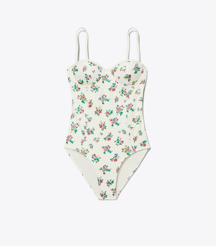 Tory Burch designer badeanzüge Balconette-Badeanzug in Multi Ditsy Floral front