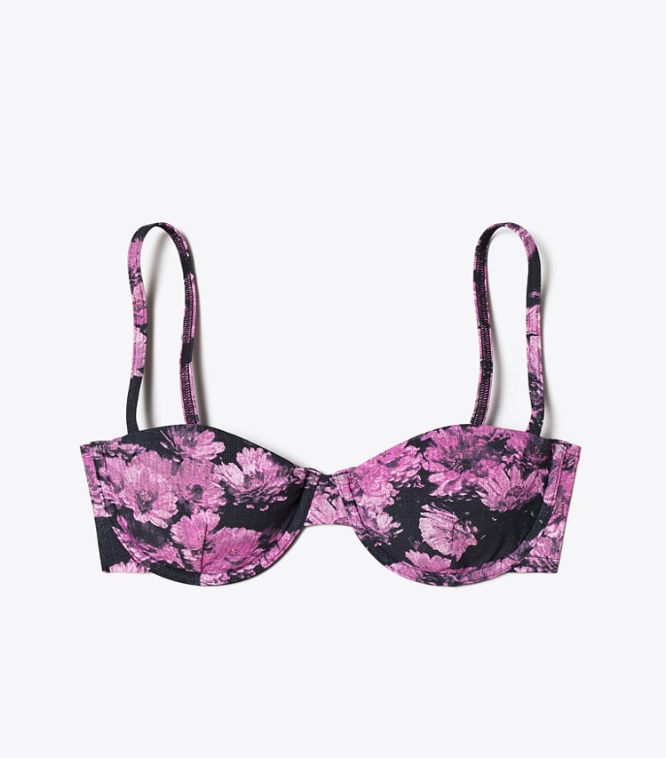 Tory Burch designer two pieces Balconette Bikini Top in Pink Pixel Floral front