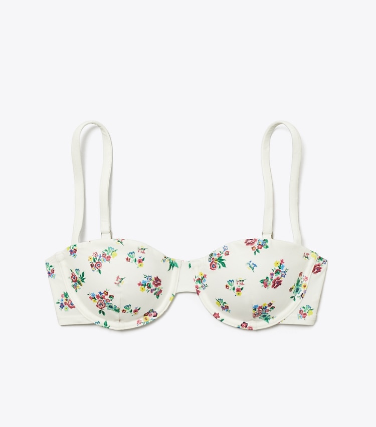 Tory Burch designer two pieces Balconette Bikini Top in Multi Ditsy Floral front