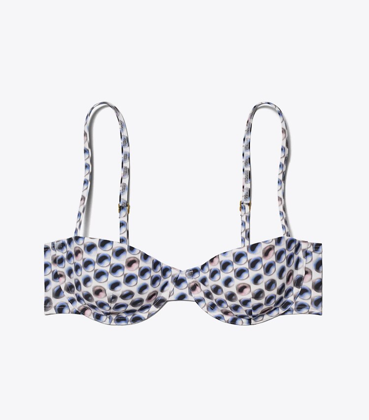 Tory Burch designer bikinis Balconette-Bikinioberteil in Blue Candy Dots front
