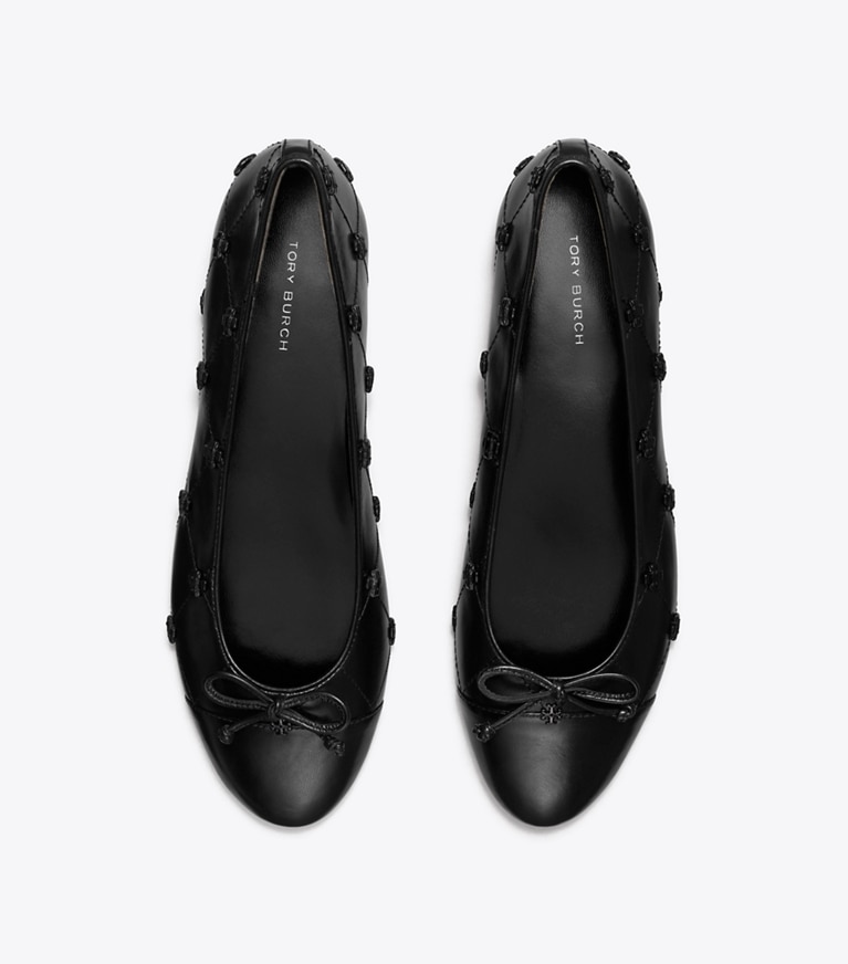 Tory Burch designer mocassini Ballerina a punta Bunny con nodo in PERFECT BLACK / PERFECT BLACK superiore