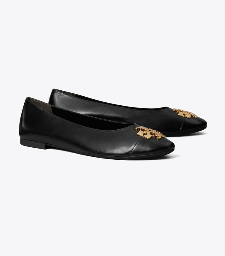 Tory Burch designer mocassini Ballerina Charlie in PERFECT BLACK / GOLD angle