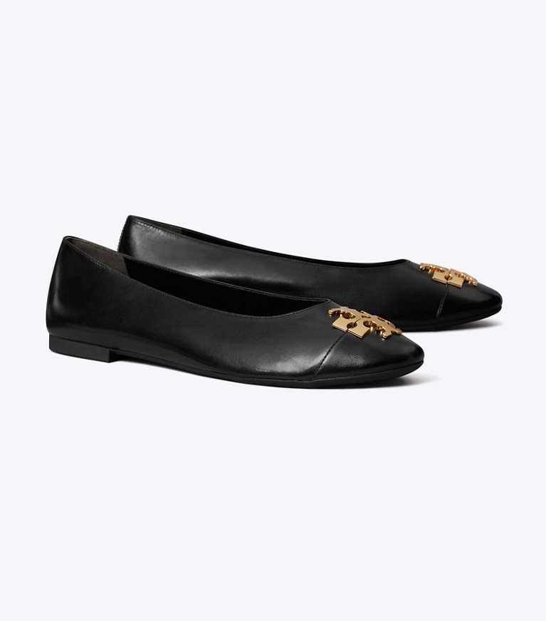 Tory Burch designer mocassini Ballerina Charlie in PERFECT BLACK / GOLD angle