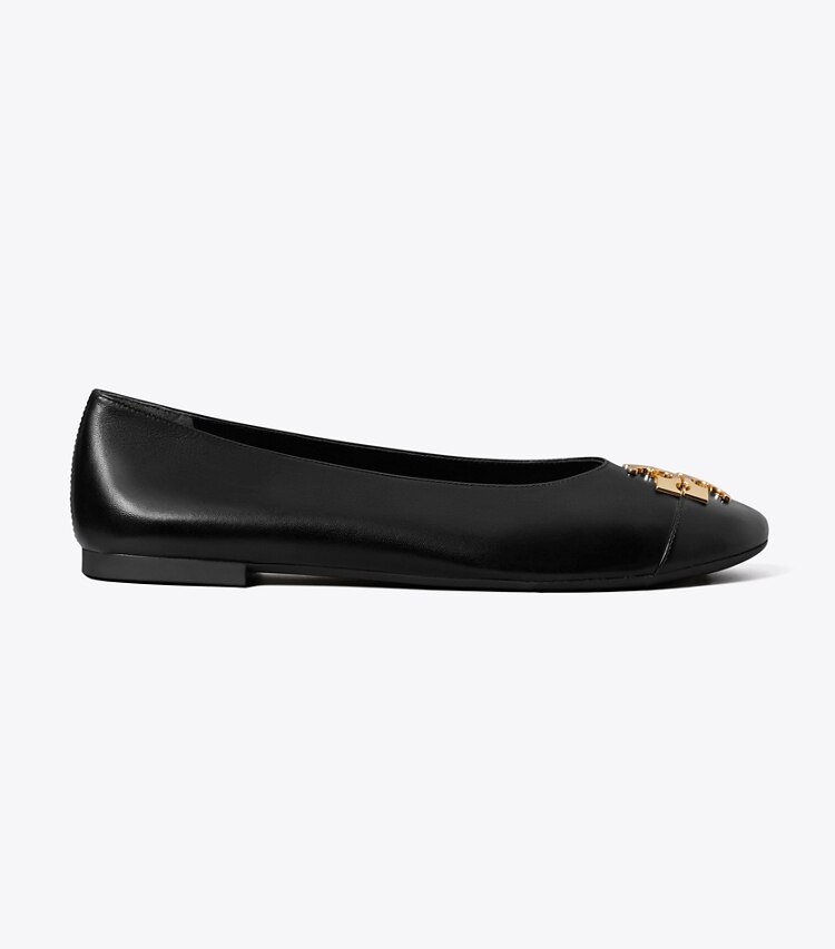 Tory Burch designer mocassini Ballerina Charlie in PERFECT BLACK / GOLD side