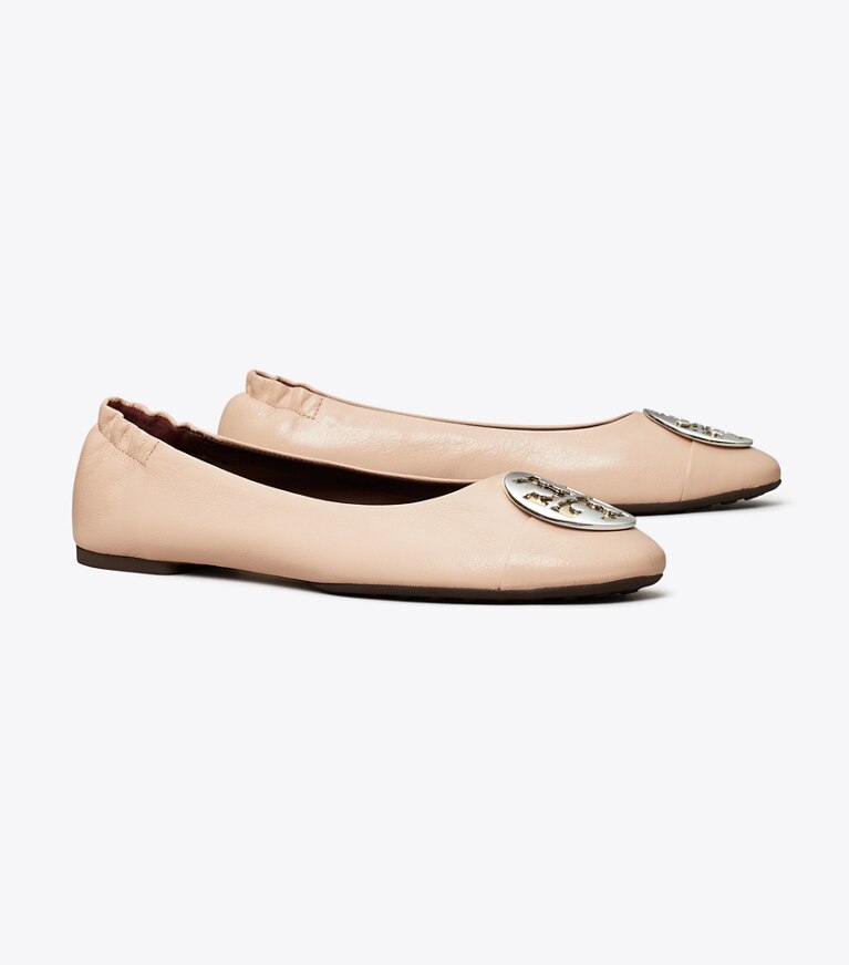 Tory Burch designer mocassini Ballerina Claire a punta in ROSE PINK / GOLD / SILVER angle