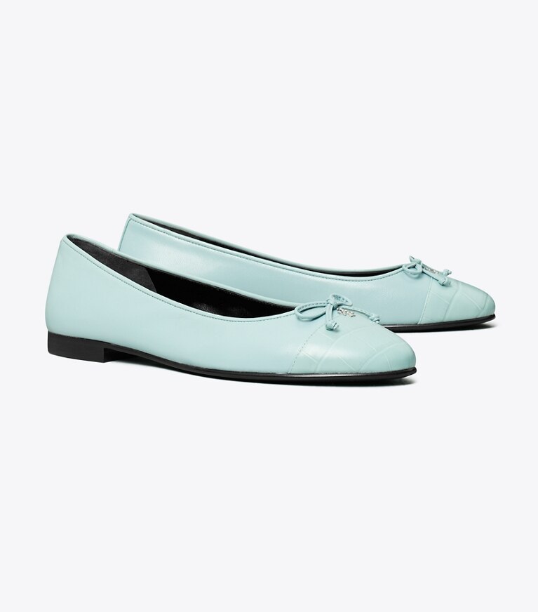 Tory Burch designer mocassini Ballerina con punta a contrasto in SKY angle