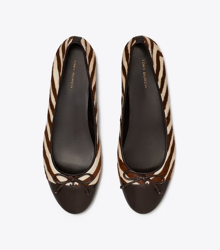 Tory Burch designer mocassini Ballerina con punta a contrasto in ZEBRA / COCO angle