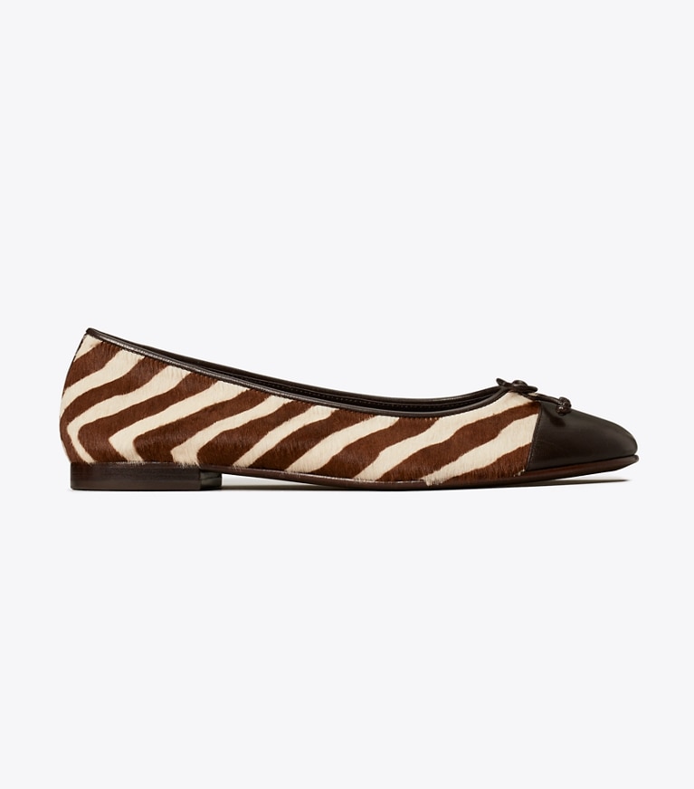 Tory Burch designer mocassini Ballerina con punta a contrasto in ZEBRA / COCO angle