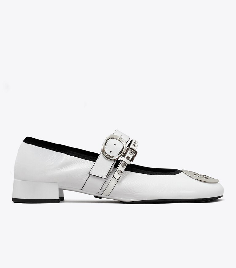 Tory Burch diseñador zapatos planos Ballerina con tacón Reva Punk en CIRRUS CLOUD / SILVER adicional