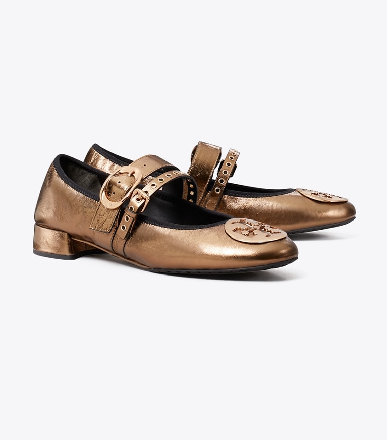 Tory Burch diseñador zapatos planos Ballerina con tacón Reva Punk en COPPER FREEZE / COPPER adicional