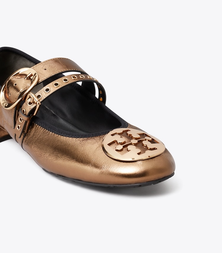 Tory Burch diseñador zapatos planos Ballerina con tacón Reva Punk en COPPER FREEZE / COPPER detalle