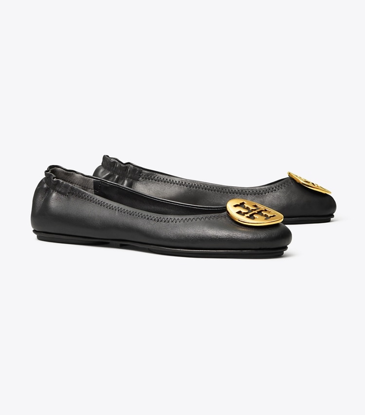 Tory Burch designer mocassini Ballerina da viaggio Minnie  in Perfect Black/Gold angle