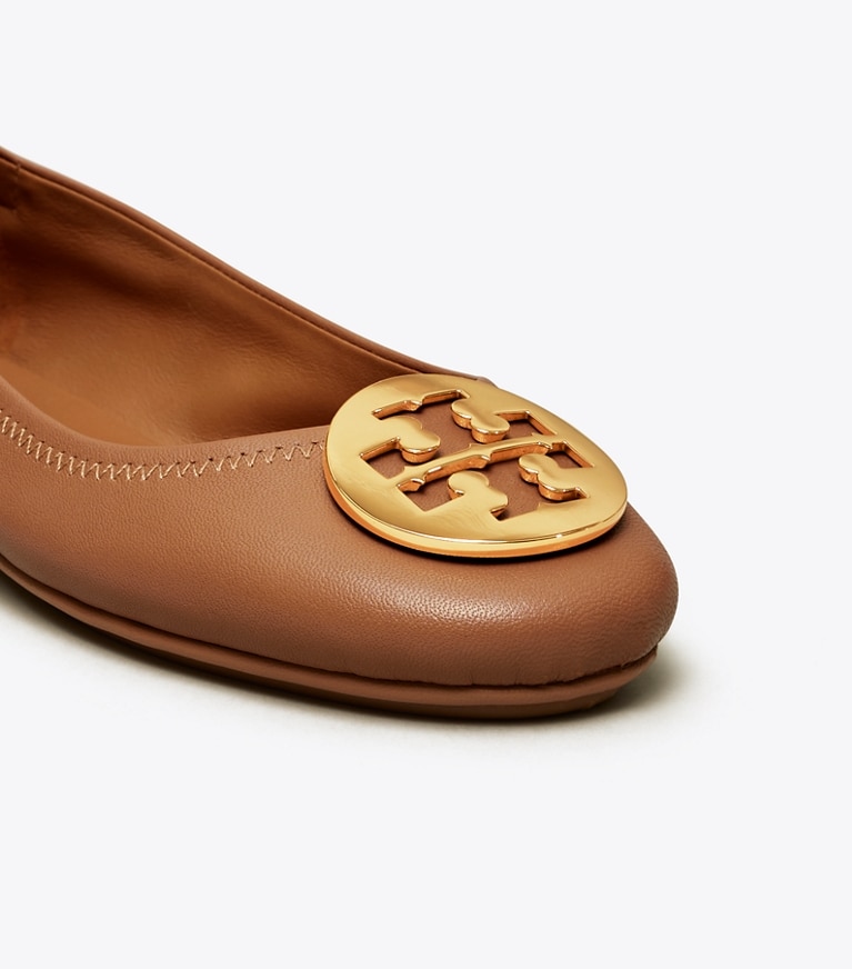 Tory Burch designer mocassini Ballerina da viaggio Minnie  in Royal Tan/Gold angle