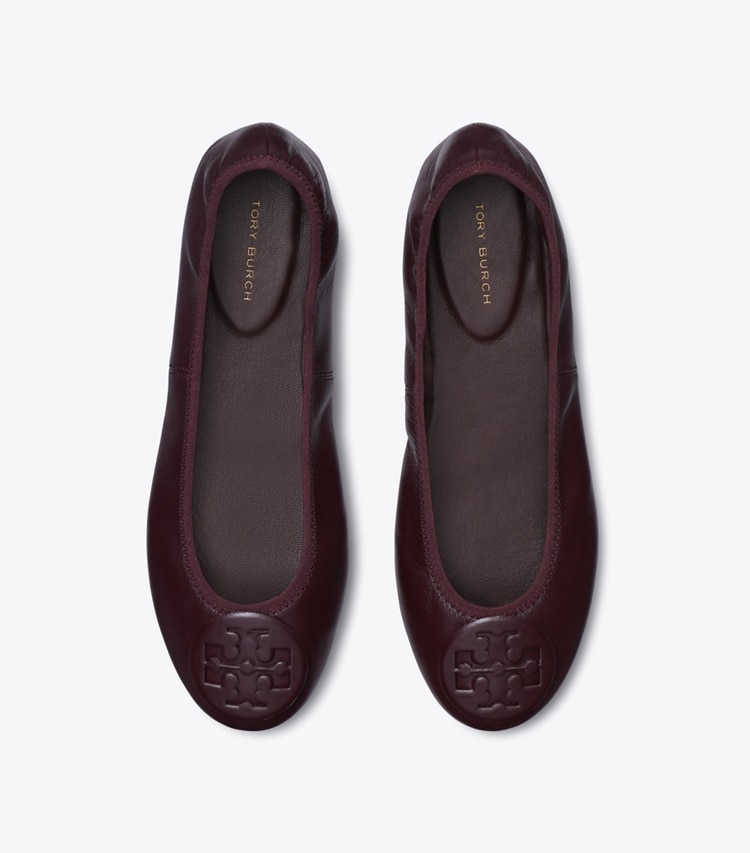 Tory Burch designer mocassini Ballerina da viaggio Reva in DARK CARMINE / DARK CARMINE superiore