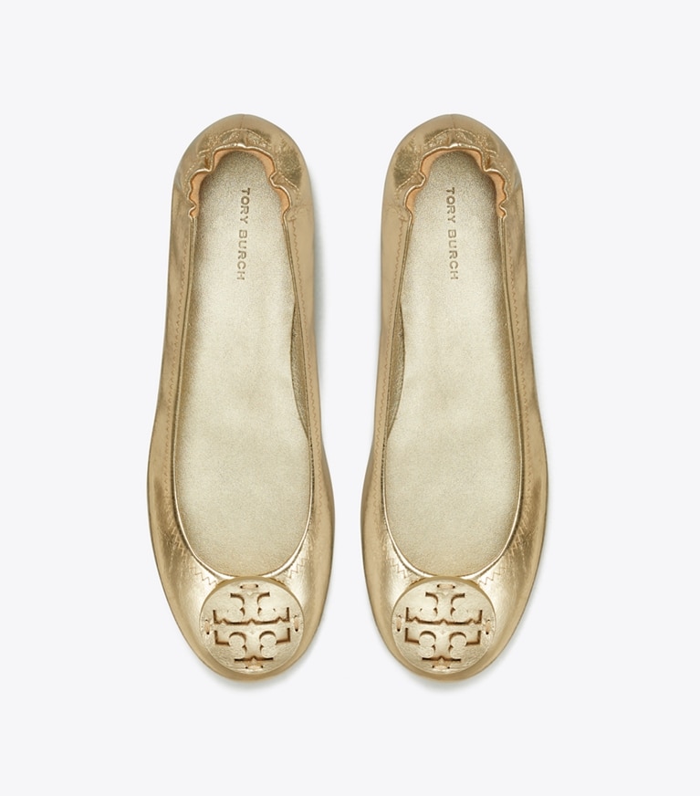 Tory Burch designer mocassini ballerina Minnie Travel in SPARK GOLD angle