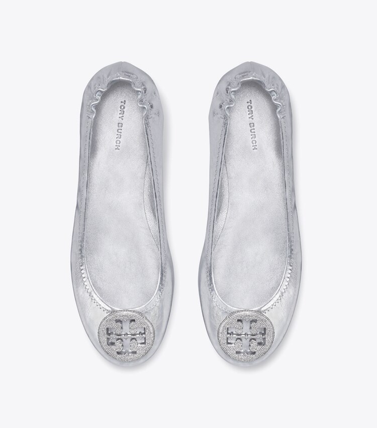 Tory Burch designer mocassini ballerina Minnie Travel in SILVER / SILVER superiore