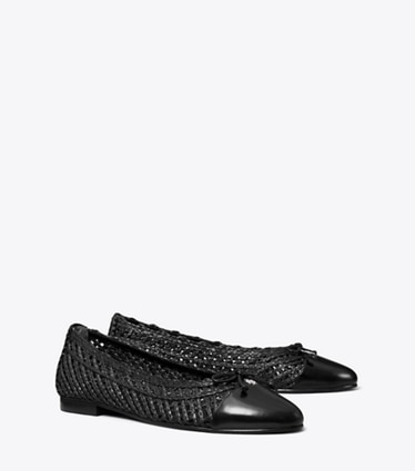 Tory Burch designer loafers Ballerina mit Zehenkappe in BLACK / BLACK angle