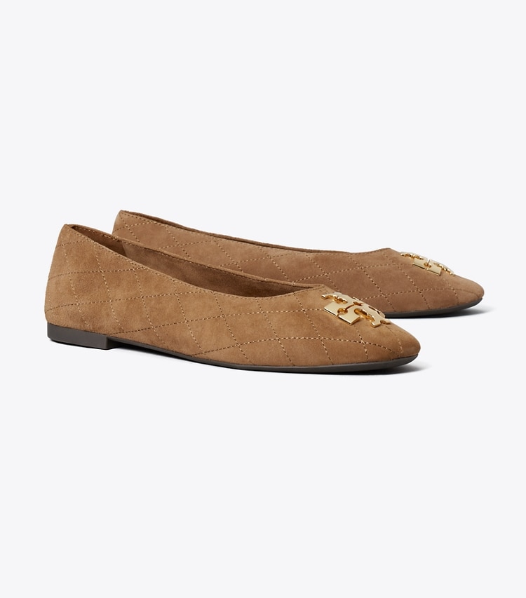 Tory Burch diseñador calzado plano Ballerinas Charlie acolchadas en PEANUT ángulo