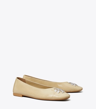 Tory Burch diseñador zapatos planos Ballerinas Charlie en PALO SANTO / PALO SANTO / SILVER ángulo