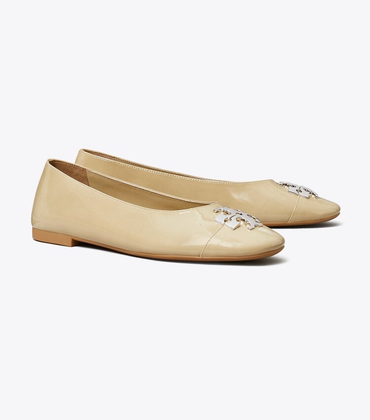 Tory Burch diseñador zapatos planos Ballerinas Charlie en PALO SANTO / PALO SANTO / SILVER ángulo