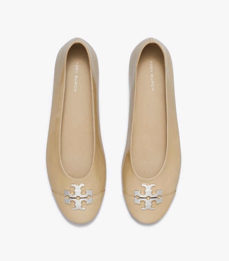Tory Burch diseñador zapatos planos Ballerinas Charlie en PALO SANTO / PALO SANTO / SILVER vista superior