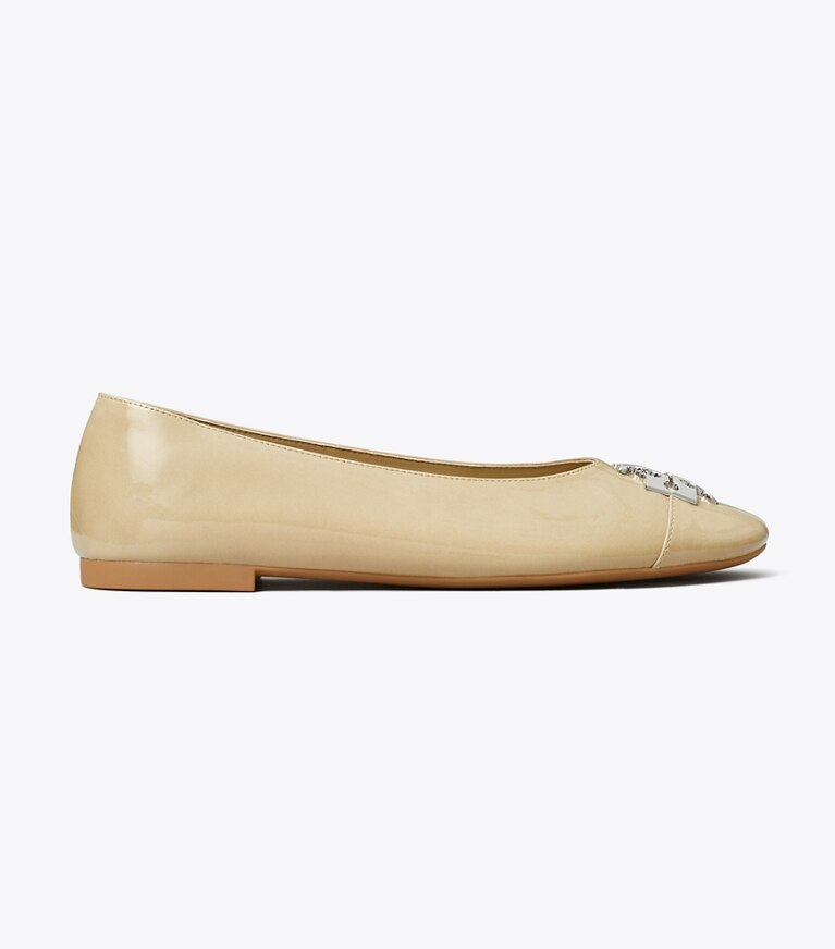 Tory Burch diseñador zapatos planos Ballerinas Charlie en PALO SANTO / PALO SANTO / SILVER lateral