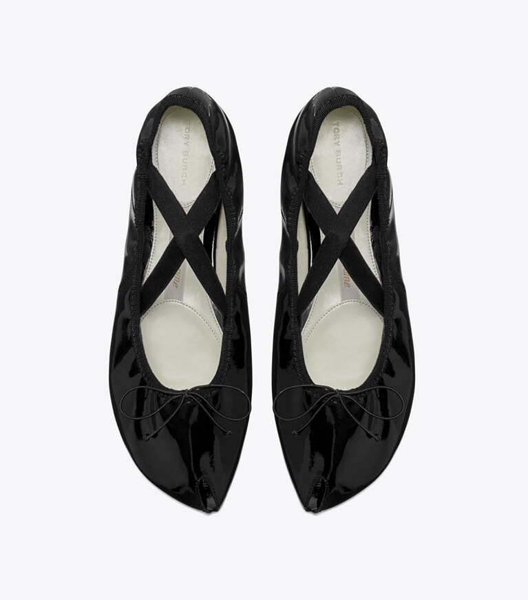 Tory Burch diseñador zapatos planos Ballerinas con punta abierta Mary Jane en PERFECT BLACK vista superior