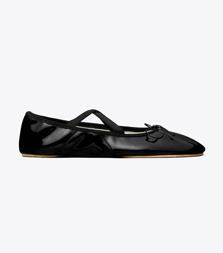 Tory Burch diseñador zapatos planos Ballerinas con punta abierta Mary Jane en PERFECT BLACK lateral