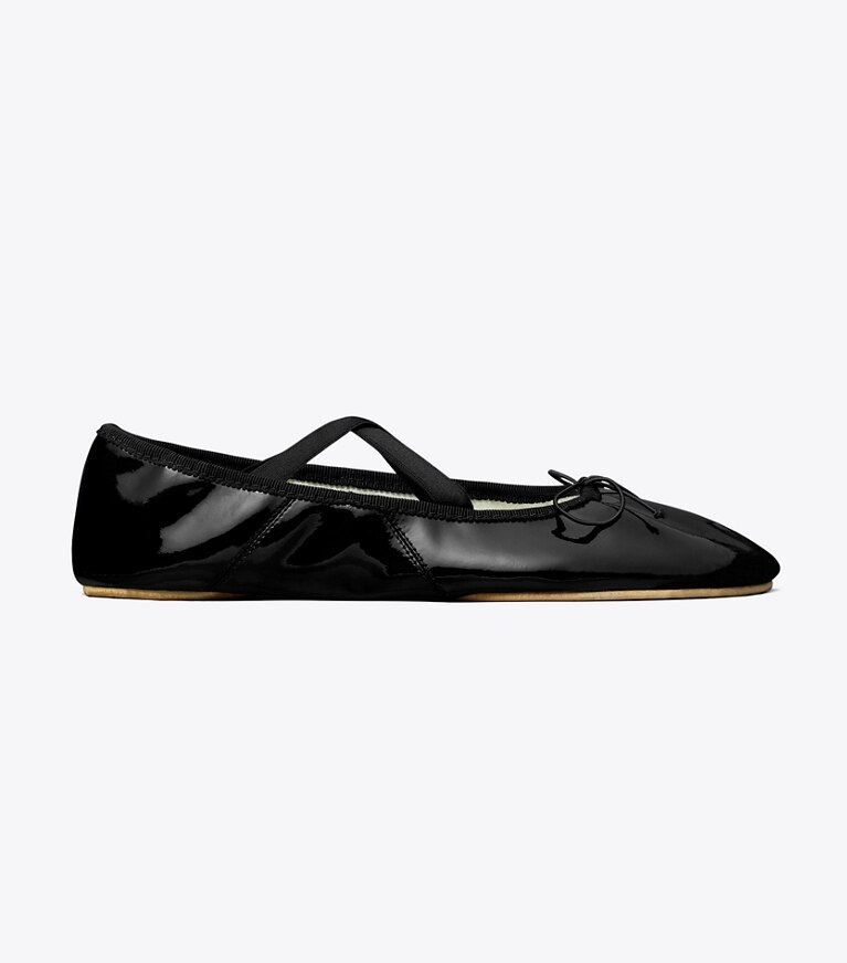 Tory Burch diseñador zapatos planos Ballerinas con punta abierta Mary Jane en PERFECT BLACK lateral