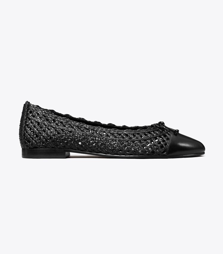Tory Burch diseñador zapatos planos Ballerinas con puntera en BLACK / BLACK lateral