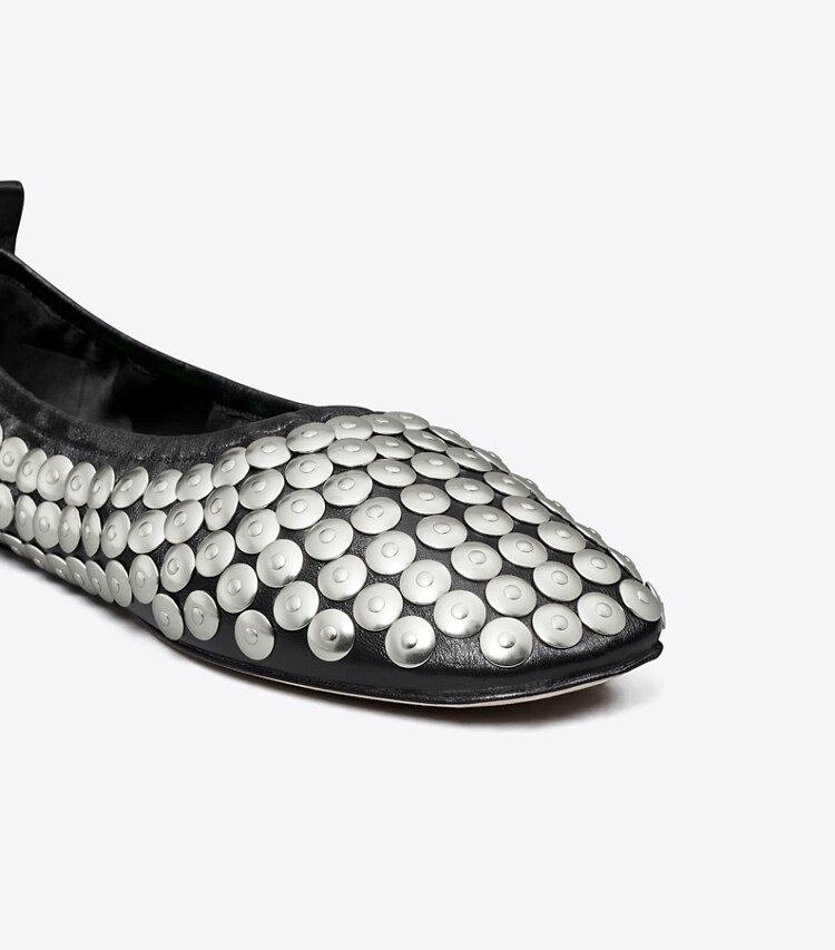 Tory Burch diseñador zapatos planos Ballerinas con tachuelas en PERFECT BLACK detalle