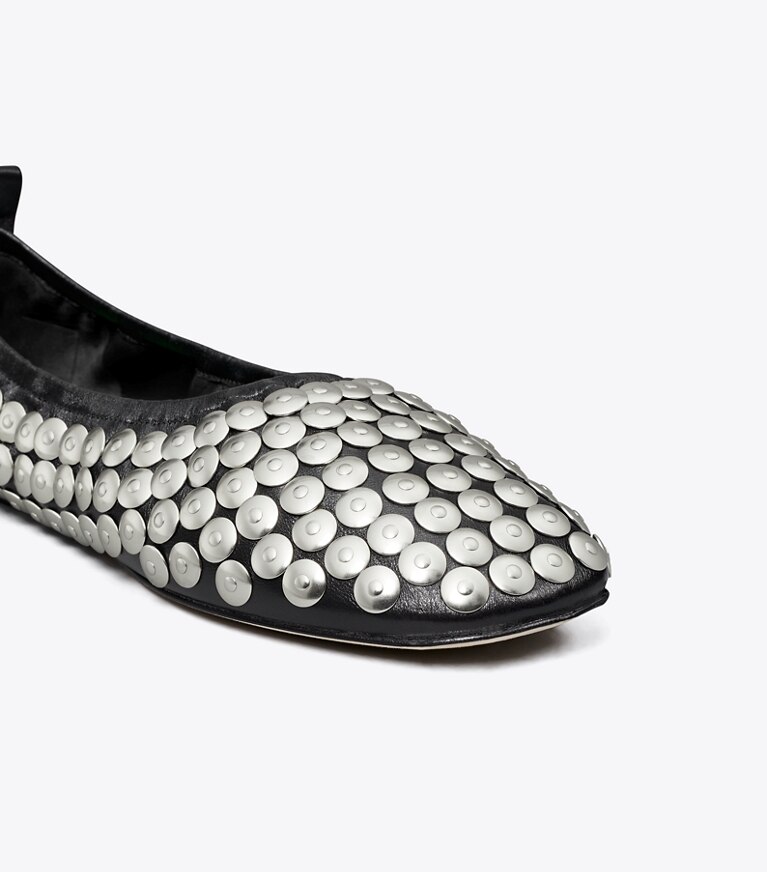Tory Burch diseñador zapatos planos Ballerinas con tachuelas en PERFECT BLACK detalle