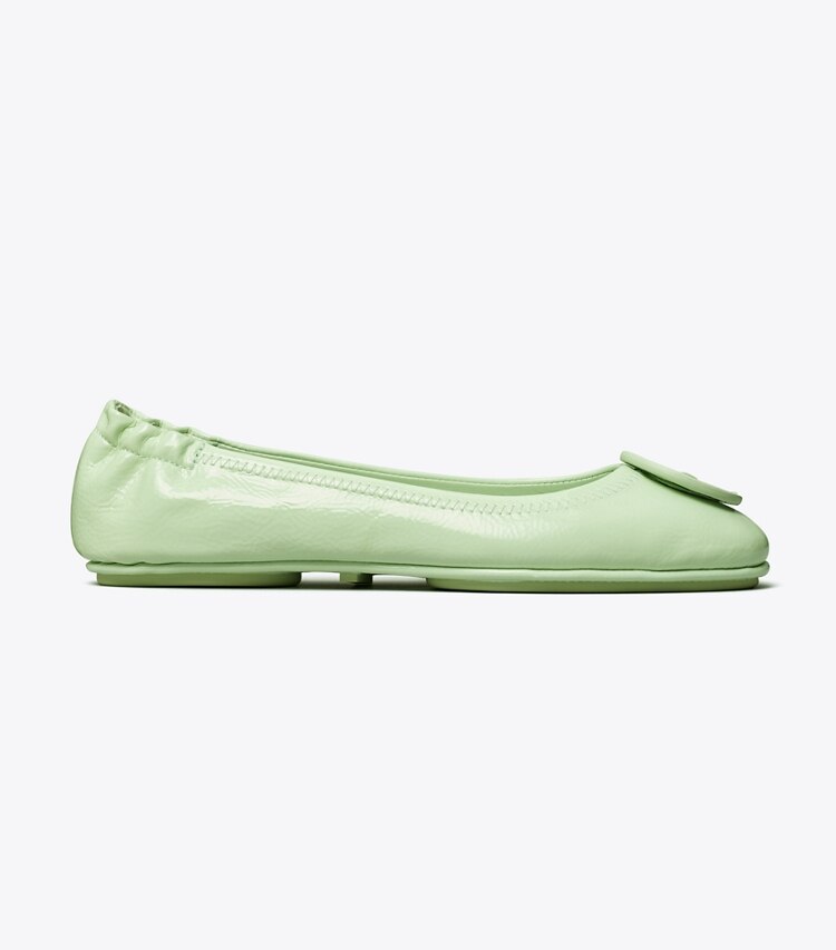 Tory Burch diseñador zapatos planos Ballerinas de viaje Minnie  en MEADOW MIST / MEADOW MIST- PATENT lateral
