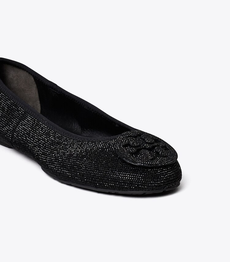 Tory Burch diseñador calzado plano Ballerinas de viaje Reva con pavé en PERFECT BLACK / PERFECT BLACK detalle