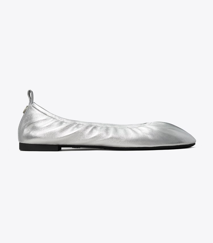 Tory Burch diseñador zapatos planos Ballerinas Eddie en SILVER lateral