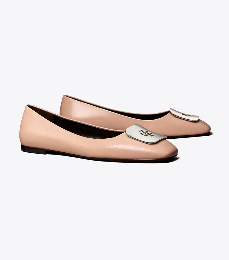 Tory Burch diseñador zapatos planos Ballerinas Georgia en PINK BRICK ángulo