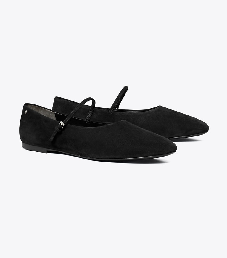 Tory Burch diseñador zapatos planos Ballerinas Mary Jane en BLACK ángulo