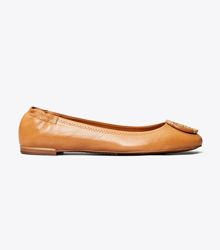 Tory Burch diseñador zapatos planos Ballerinas Multi-logo en Tan lateral