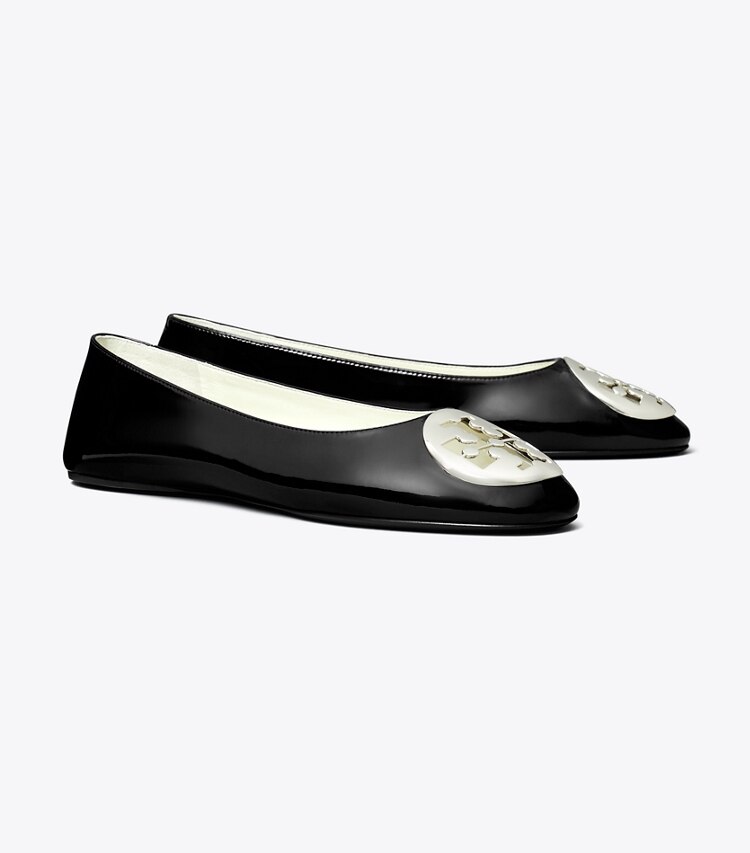 Tory Burch diseñador zapatos planos Ballerinas Reva en PERFECT BLACK ángulo